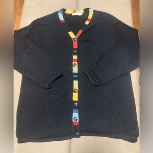 Vintage Relais Womens Black Nostalgic Cotton Knit Button Up Sweater Cardigan OS